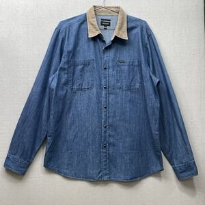 Brixton Snap Button Western Shirt Blue Washed Denim Corduroy Men's L